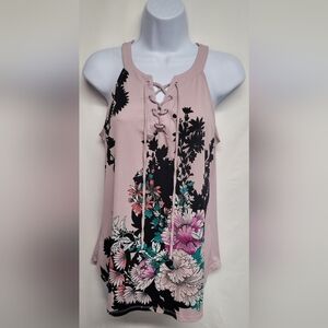 New York & Company Stretch Tie Up Front Tunic Top Sleeveless S